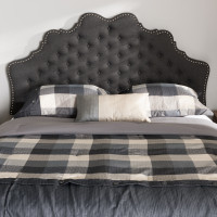 Baxton Studio BBT6692-Dark Grey-King HB-H1217-20 Hilda Modern and Contemporary Dark Grey Fabric King Size Headboard